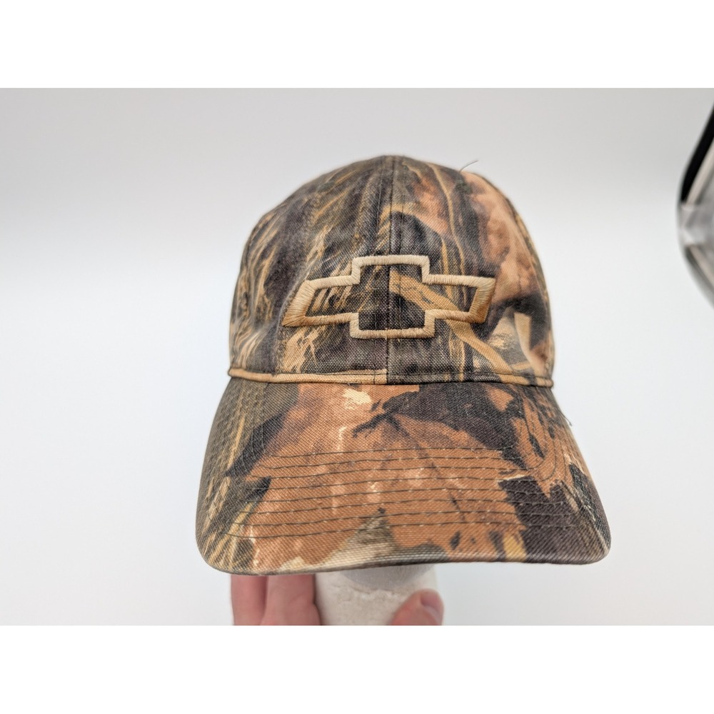 Chevrolet Realtree Camo Hat Mens Adjustable Hook Loop Bowtie Logo Baseball Cap